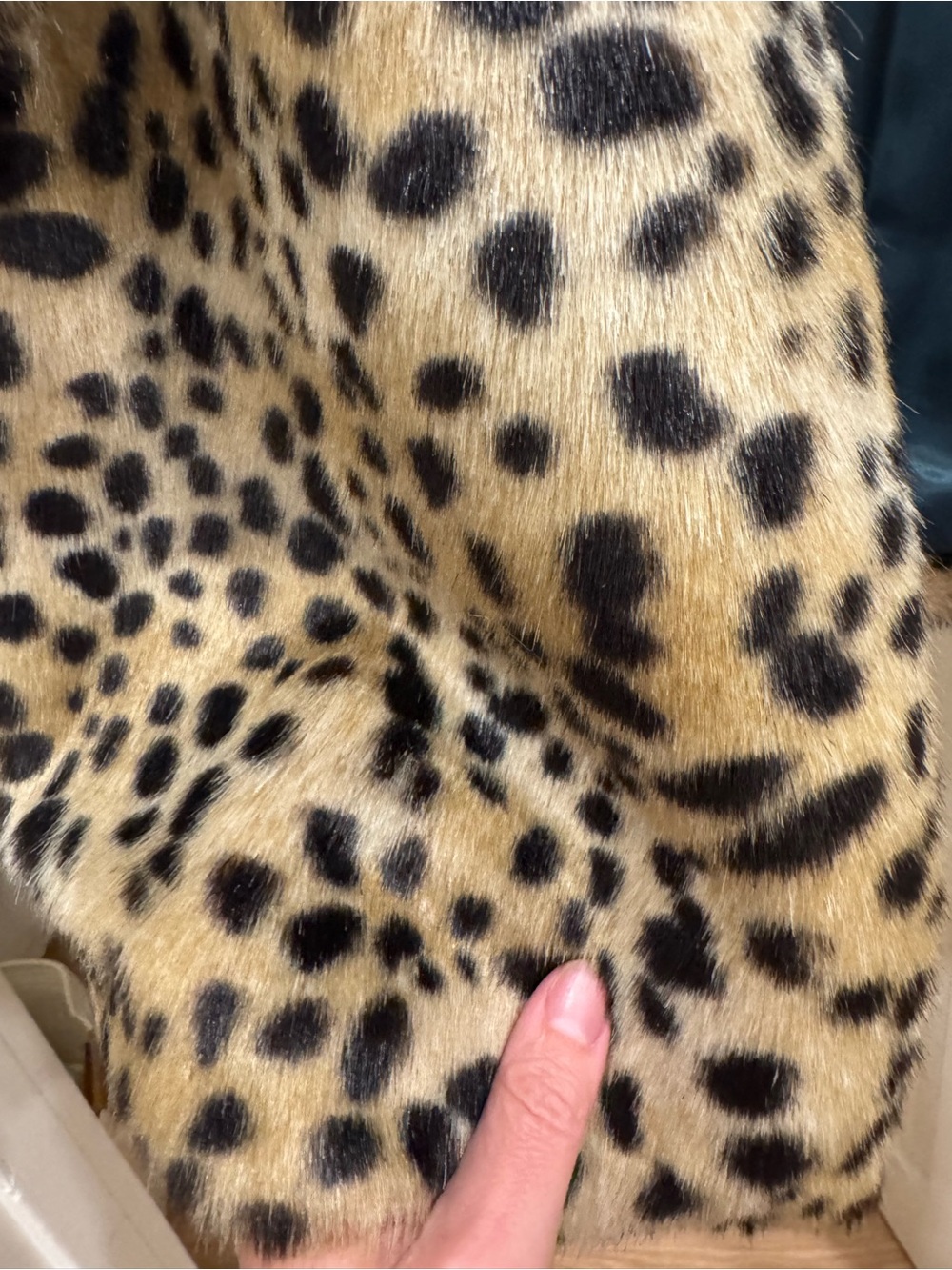 Leopard Print Faux Fur Coat, Women (Beige Black) by Anthropologie - Picture 4 of 4